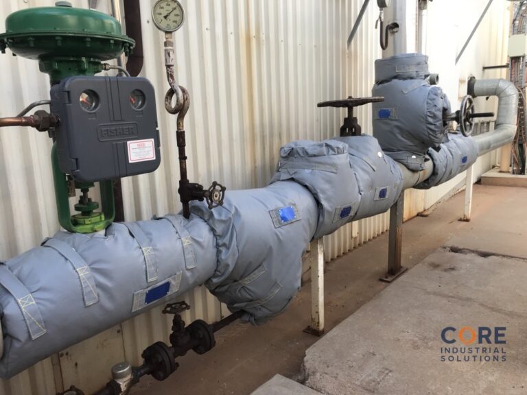 Industrial pipeline valve fitted with insulation cover and pressure gauge