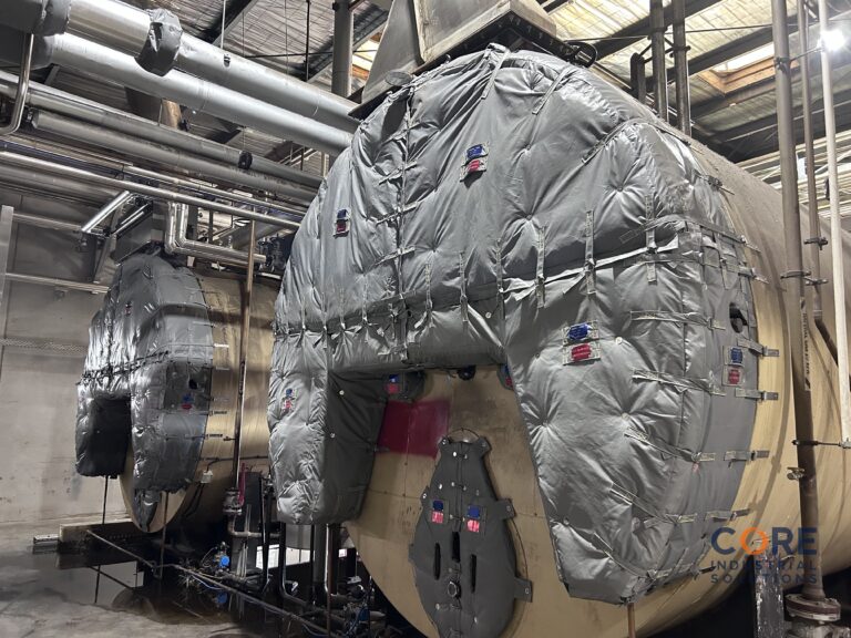Insulation cover fitted to large process vessel