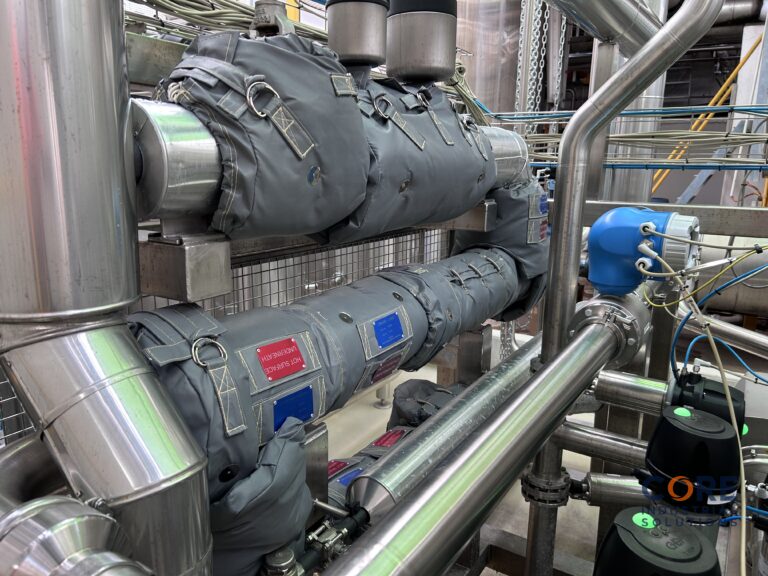 Removable insulation jackets fitted along industrial pipeline